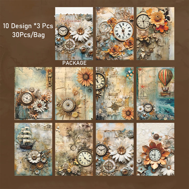 30pcs/pack Light Material Paper Dream Series Three-dimensional Simulation Flower Handbook Base Sticker