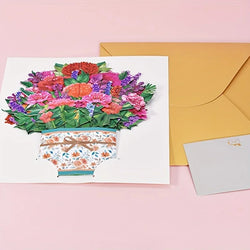1pc Pop Up Cards 3D Paper Flowers Bouquet Greeting Cards Sunflower for Women Boss Best Friends Mother