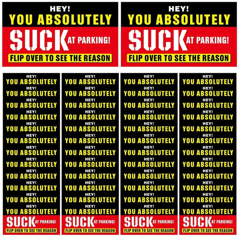 50Pcs Bad Parking Cards You Parked Like An Idiot Cards Bad Parking Cards Funny Parking Violation Bad Cards Multiple Reason