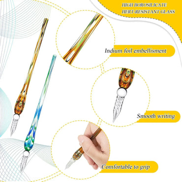 Hand-made glass dip pen 6 crystal glass signature pen Calligraphy glass pen dip pen Borosilicate sketch signature pen