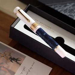 MAJOHN M400 Fountain Pen #6 sliver EF/F Nib with Converter Resin Writing Ink Pen Office school supplies high quality gift pens