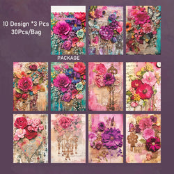 30pcs/pack Light Material Paper Dream Series Three-dimensional Simulation Flower Handbook Base Sticker