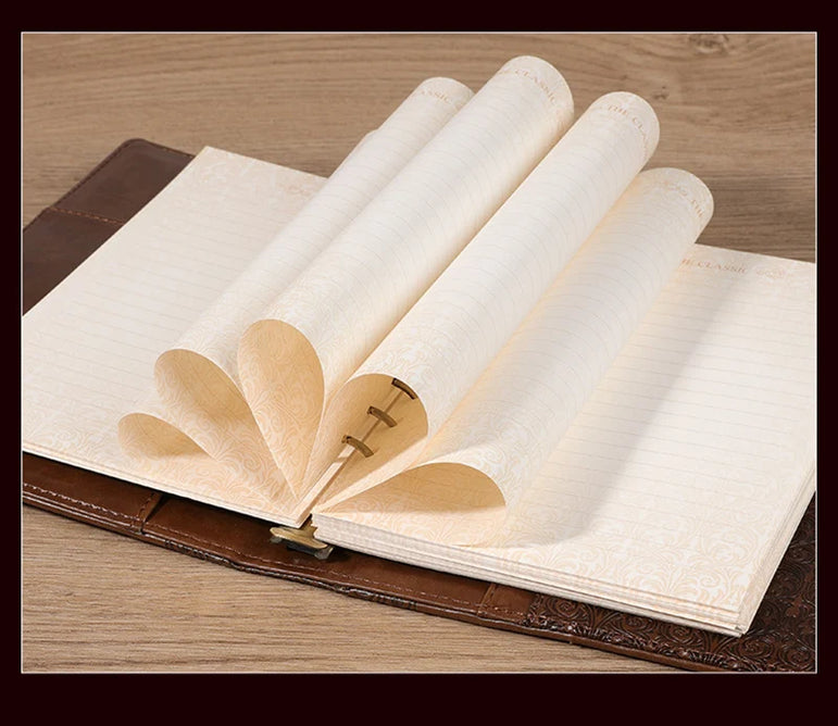 Diary A5 Notebook with Lock Journal Binder Notepad Ring Bullet Note Book Office Agenda Planner Spiral Retro Stationery Organizer