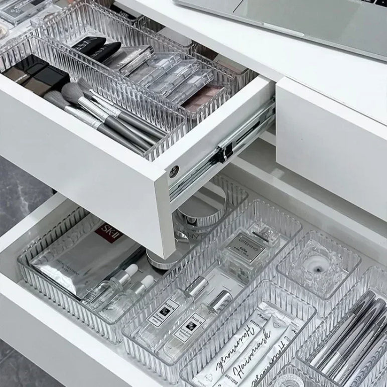 Unlimited Desk Drawer Organizers Set Plastic Bathroom Storage Makeup Organizer Clear Transparent Storage Box Bins