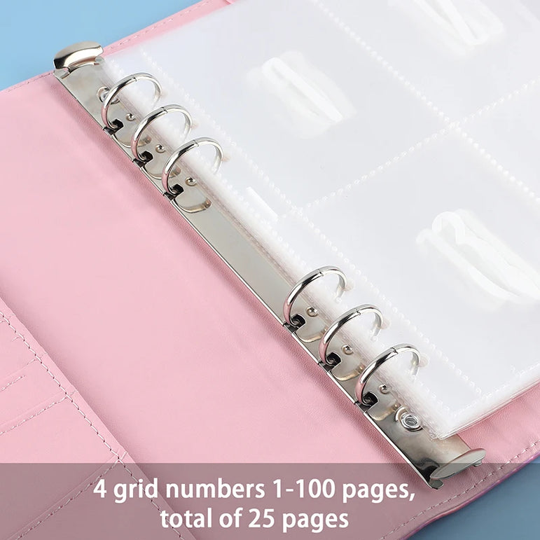 25 Sheets Of 100 Envelopes Save Money Challenge Pre-marked 1-100 Money Bag Cash Filler A5 Ring Adhesive Insertion Replacement