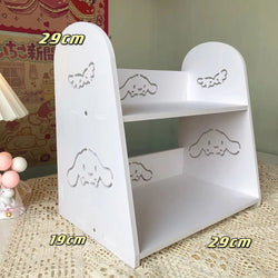 Sanrio Hello Kitty Desktop Storage Rack Kuromi Cinnamoroll Multifunctional Bookshelf Double-layer Sundry Organizer Storage Shelf