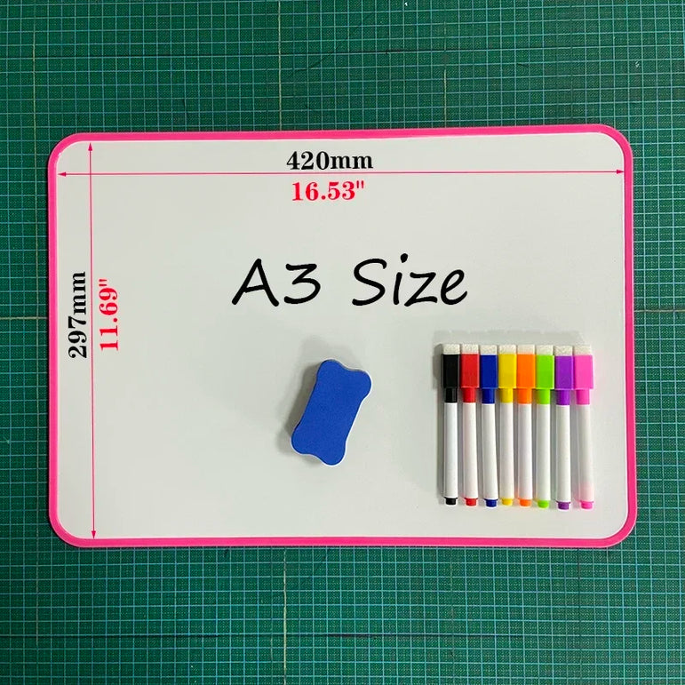 A3 Size Double-Sided Dry Erase Whiteboard Writing Drawing Painting Graffiti Family School Office Bulletin Board Message Board