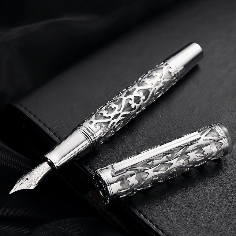 Hot Hongdian D1 Fountain Pen EF F Nib Skeleton Hollow Resin Writing ink Pens Piston filling school office supplies with tools