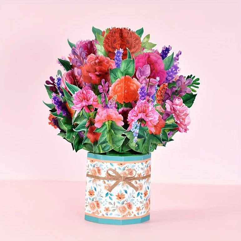 1pc Pop Up Cards 3D Paper Flowers Bouquet Greeting Cards Sunflower for Women Boss Best Friends Mother