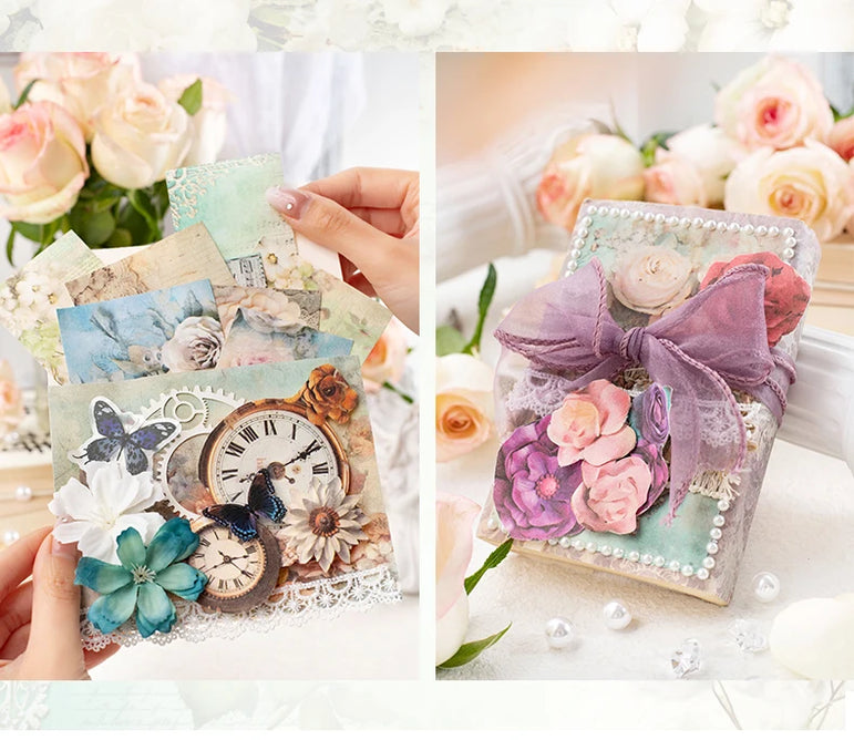 30pcs/pack Light Material Paper Dream Series Three-dimensional Simulation Flower Handbook Base Sticker