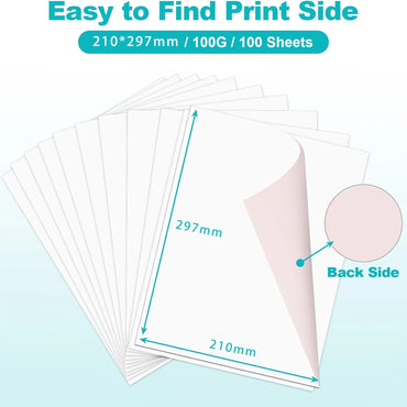 HUSPER A4 Sublimation Paper 100 Sheets 105g Compatible with Inkjet Printer Heat Transfer for T-shirts Mugs Personalized Projects