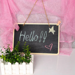 Creative Mini Reusable Wood Erasable Chalkboards with Hanging String Decorative Display Black Square Message Board Craft Gifts