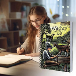 Witches Datebook 2025 Modern Witch's Grimoire Journal Beautiful Novelty Planner Weekly And Monthly For Family Friends