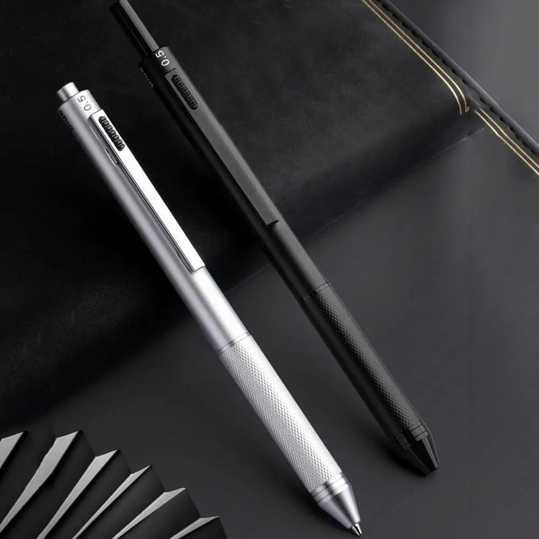 4 In 1 Multifunction Gel Pens Gravity Sensor Metal Retractable Ballpoint Pen 3 Color 0.7mm Ballpoint+0.5mm Mechanical Pencil