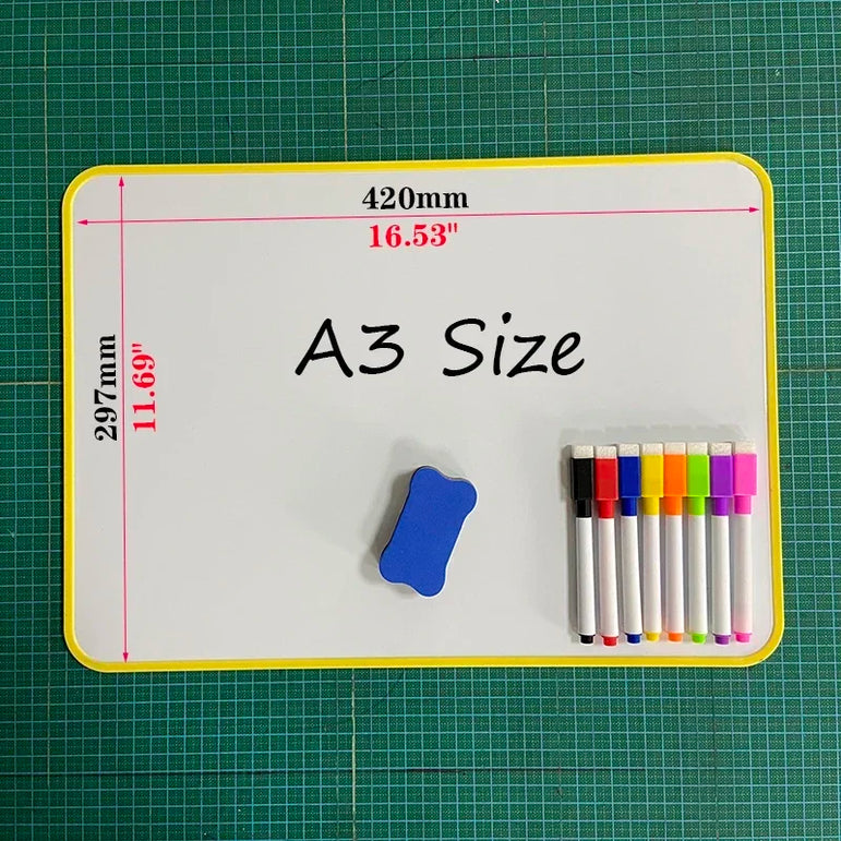 A3 Size Double-Sided Dry Erase Whiteboard Writing Drawing Painting Graffiti Family School Office Bulletin Board Message Board