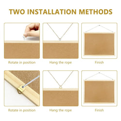 Cork Board Double-sided Photo Display Retro Frame Wall Hanging Message Boards Wall Home Decor for Office School Notice Supplies