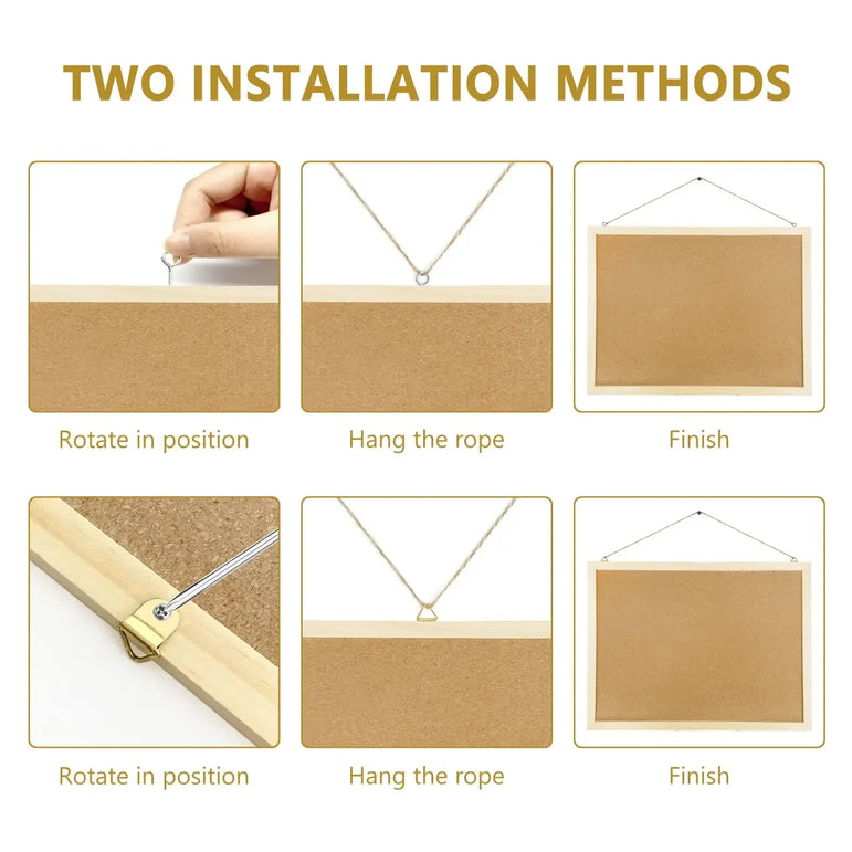 Cork Board Double-sided Photo Display Retro Frame Wall Hanging Message Boards Wall Home Decor for Office School Notice Supplies