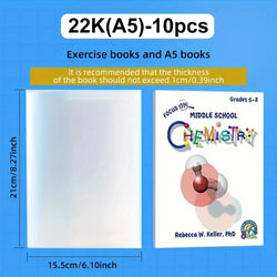 10PC-A4/16K Transparent Book Cover Protector High Transparency PP Material Adjustable and Reusable School Stationery for Student