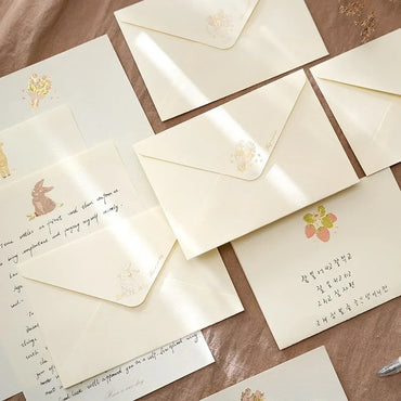 Stationery Set 4 Vintage Style Paper Sheets + 2 Envelopes Retro Letter Writing Paper For Greeting Cards Letter Party Invitations