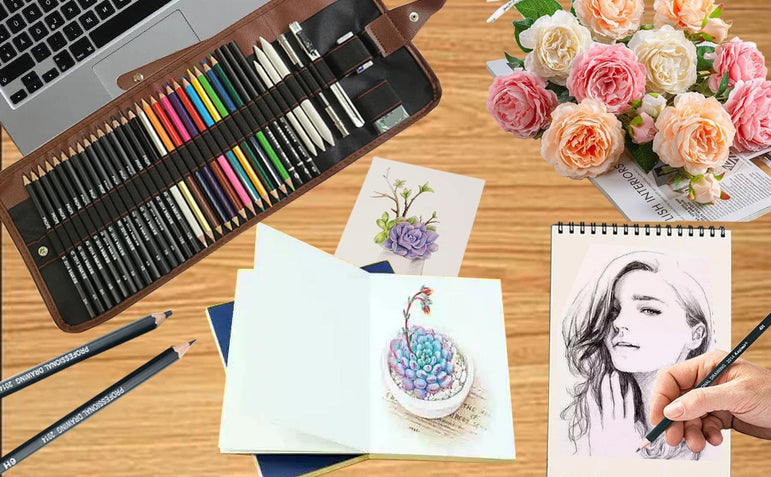 Drawing Pencils, 26/30/38pcs Sketching Pencils with Graphite ,Charcoal Pencils and Blending Stumps ,Gift for Beginners