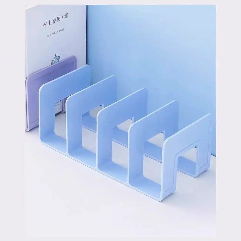 4 Grid Bookends Stand Bookshelf Desktop Decor Storage Rack Bookend Book Holder School Stationery Office Desktop File Organizer