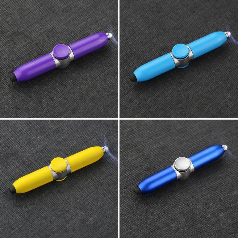 Creative Fingertip Gyroscope Pens Gyro Spinner Light Fidget Toy Pen With Led Relief Stress Finger Ballpoint Pen