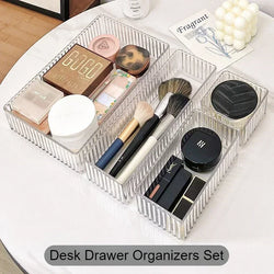 Unlimited Desk Drawer Organizers Set Plastic Bathroom Storage Makeup Organizer Clear Transparent Storage Box Bins