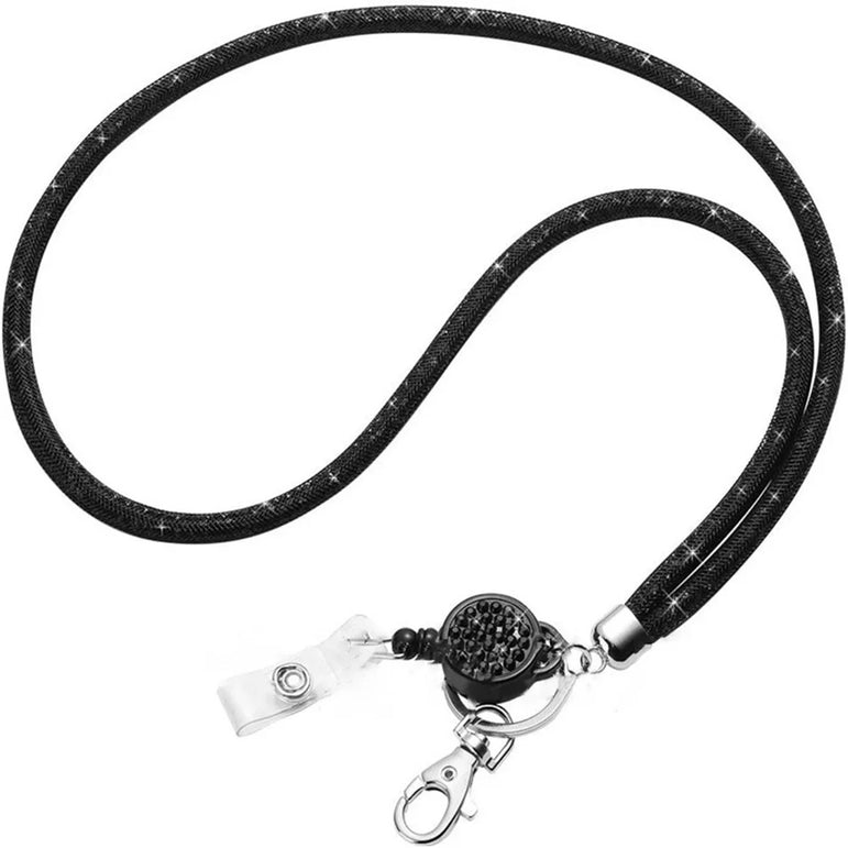 Retractable Rhinestone Lanyard Mobile Phone Case Hanging Neck Sling ID Card Holder Universal Keychain Office School Supplies