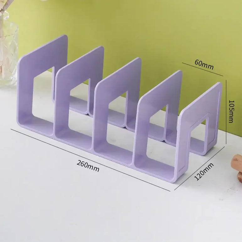 4 Grid Bookends Stand Bookshelf Desktop Decor Storage Rack Bookend Book Holder School Stationery Office Desktop File Organizer