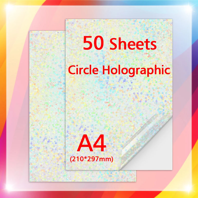50Sheets A4 Paper Cold Laminated Film Holographic Sand Foil Glitter Glass Hot Stamping On Photo Laminating Film to Protect Photo