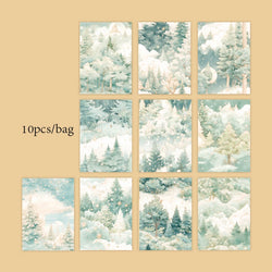 4Style 10Pcs/bag Mountain Forest Theme Background Material Paper DIY Handbook Scrapbook Wall Glass Bottle Photo Frame Decoration