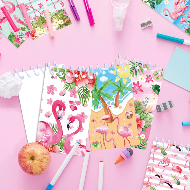 8pcs Hawaii Flamingo Mini Spiral Pocket Notebooks Memo Pad Coil Booklet Notepads For Stationery School Diaries Summer Party