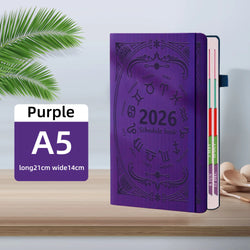 2026 Annual Plan Notebook A5 Texture PU Portable Calendar 400 Page Calendar Notebook Creative Daily Plan Calendar Reminder