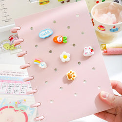 1 Piece of A5 Detachable Mushroom Button Loose-Leaf Book, Creative DIY Thickeneded Foam Pp Cover, 8.2*5.6inch, 100g Thickeneded Paper, 90 Pieces Of/180 Pages with Horizontal Lines, Ladies' Diary, for Gifts, Work, Office and S