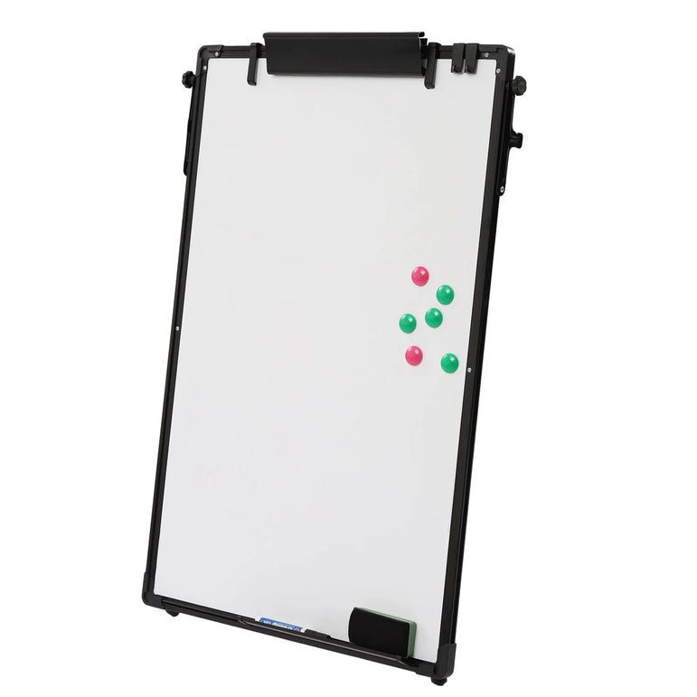 36 x 24 Inches Magnetic White Board Easel Stand Black Folding Dry Erase Whiteboard Kids Doodle for Office School Home