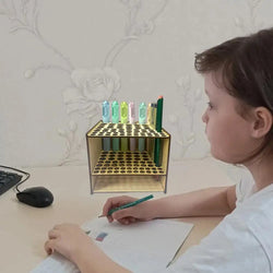 67 Holes Paintbrush Holder Stand Wooden Paint Brush Stand Desk Organizer Wall Mounted Makeup Brush Shelf For Painting Supplies