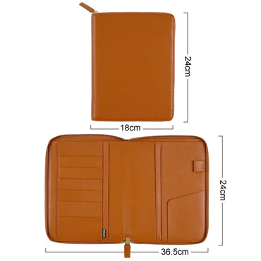 Moterm Genuine Pebbled Grain Leather A5 Zip Cover with Top Pocket Cowhide Planner Zipper Notebook Organizer Agenda Journal Diary