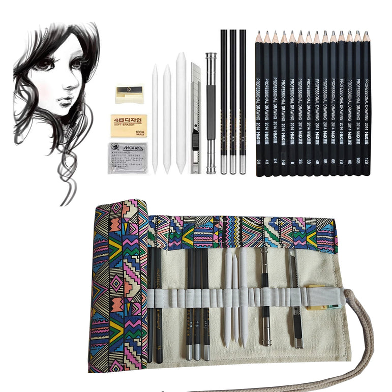 Drawing Pencils, 26/30/38pcs Sketching Pencils with Graphite ,Charcoal Pencils and Blending Stumps ,Gift for Beginners