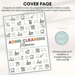 ADHD Cleaning Planner Bundle – Includes Home Cleaning Schedule, Weekly, Monthly, Year-Round Cleanliness Tips, Family Chore Chart
