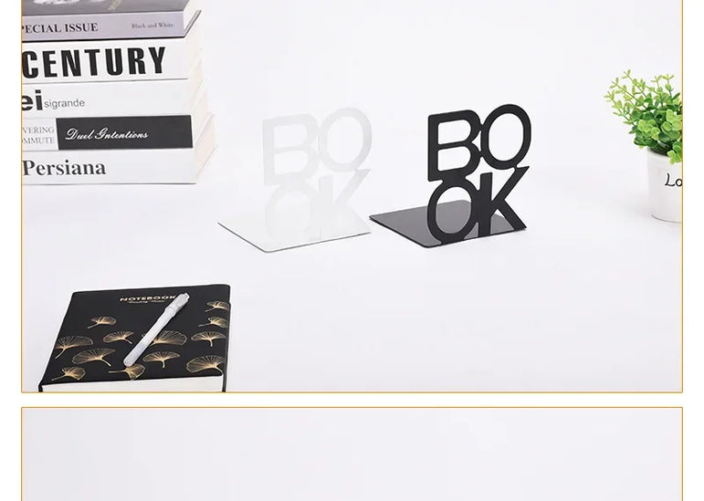 1Pcs Bookend Book Stand Support Sample Bookend Iron Desktop Art Non Slip Rack Shelf Holder School Stationery Office Accessories
