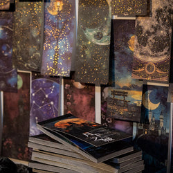 50pcs/bag moon phase theme stamping material book moon earth planet landscape material paper DIY handbook decoration cardstock