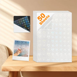 50 Sheets Glitter Cold Lminated Film Overlay Photo Paper Card DIY A4 Size Cold Laminating Sheet Waterproof Transparent Paper