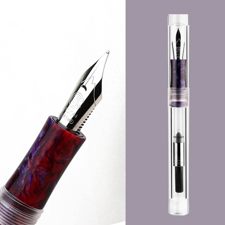 New MAJOHN C1 Fountain Pen Transparent Eyedropper EF F M Nibs Ink Pen school office writing pens Xmas gifts with Original Box