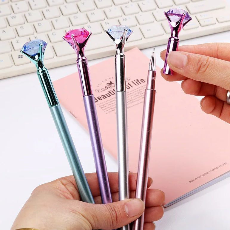 25 Pcs Wholesale Creative Plastic Big Diamond Gel Pen for Gift Pen Student Pen Fresh Stationery Back To School Gel Pen Set