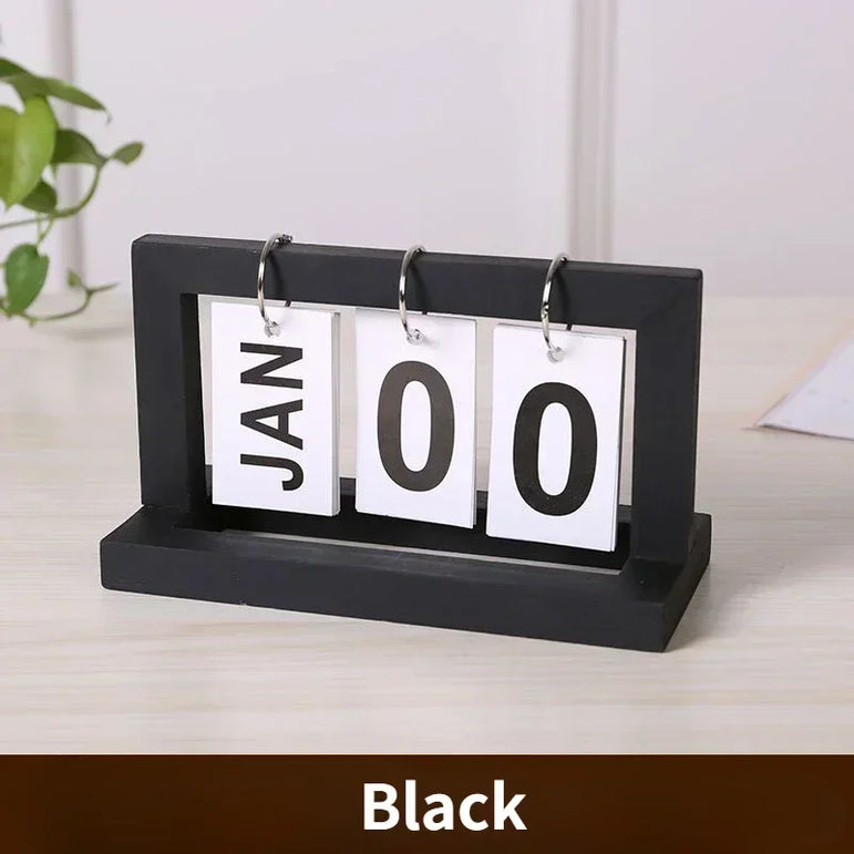 INS Nordic Style Wooden Perpetual Calendar Flip Month Date Display Desktop Schedule Daily Planner Office Home Decor Photo Props