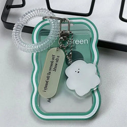 Transparent Card Holder Student Bus Campus Meal Card, 3-inch Polaroid Card Holder, Spring Pendant Keychain