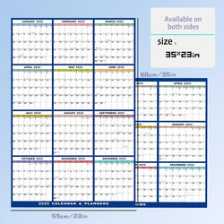 2025 Erasable Large Wall Calendar Double-sided Dry and Wet Erasable 12-month Annual Yearly Calendar for Work planner Schedule