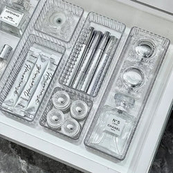 Unlimited Desk Drawer Organizers Set Plastic Bathroom Storage Makeup Organizer Clear Transparent Storage Box Bins