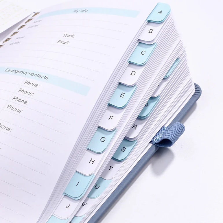 Spiral Password Keeper Book 56 Sheets Alphabetical Tabs Notebook PU Leather Cover Pen Holder Secure Internet Password Organizer