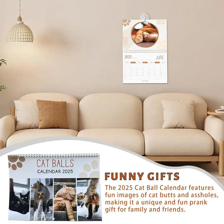 Cat Calendar 2025 January to December Calendar Cat Balls Calendar Cute and Aesthetic Decoration for Home Wall Decor